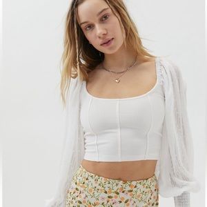 UO Cynthia Clip Dot-Sleeve Top